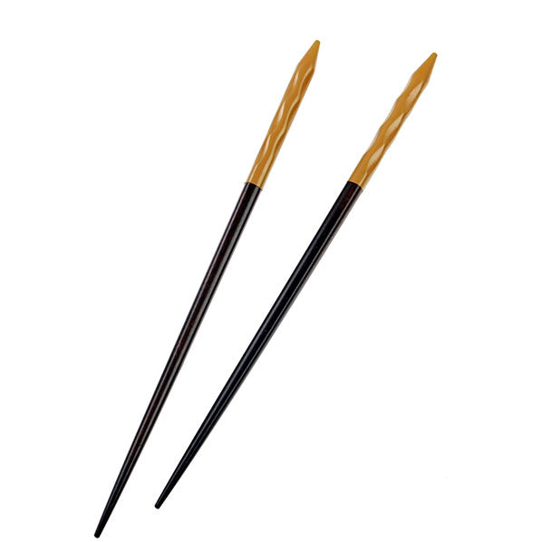 Painted Ironwood Chopstick Hair Sticks Yellow [Pair]