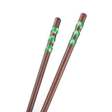 Ironwood Chopstick Hairsticks with Raised Pattern Green [Pair]