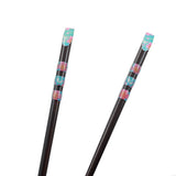 Ironwood Chopstick Hairsticks with Nail Style Tip & Raised Pattern Blue [Pair]