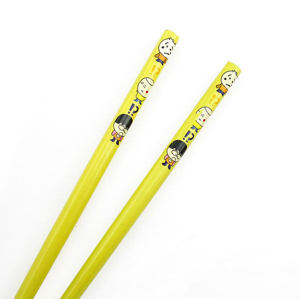 Painted Bamboo Chopsticks Hair Stick Cartoon Yellow 7" [Pair]