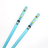 Painted Bamboo Chopsticks Hair Stick Cartoon Blue 7" [Pair]