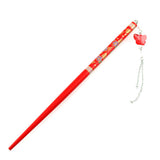 Painted Wood Hair Stick with Tassel 7" White