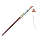 Painted Wood Hair Stick with Tassel 7" Pink